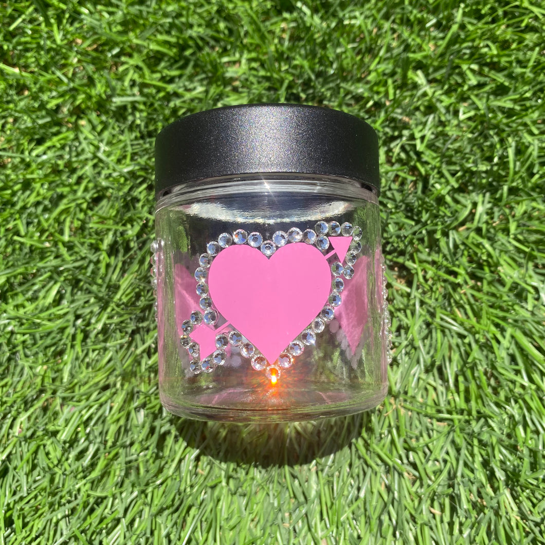 Light Pink Arrowed Stash Jar w/ rhinestones